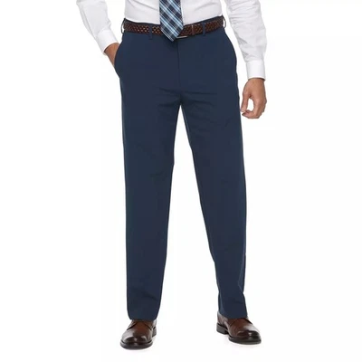 Pantalones de vestir Croft & Barrow True Comfort para hombre azul marino elástico calce clásico 44x34 nuevos con etiquetas Foto 1 de 4