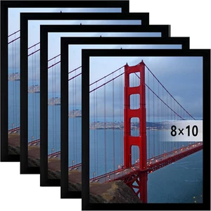 8X10 Picture Frame Wall Hanging Photo Frame, Black, 5 Pack - Picture 1 of 8