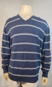 Tommy Hilfiger Azul Rayas Cuello en V Largo Sl Suéter Camisa Top XXL XXLLARGE PARA HOMBRES USADO - Imagen 1 de 5