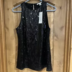 90 $ schwarze Pailletten Banana Republic transparente Linie Damengröße 4 Schlüsselloch hinten - Bild 1 von 16