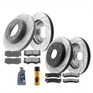 Rotores de freno delanteros y traseros + kit de pastillas de freno para 1999-2006 Chevy Silverado 1500 - Imagen 1 de 7