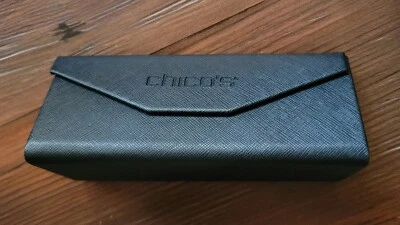 NWOT CHICO'S  HARD EYEGLASSES CASE VEGAN LEATHER  BLACK FLAP OVER  - Image 1 of 4