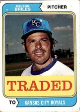 1974 Topps Traded 123 Nelson Briles Kansas City Royals Card