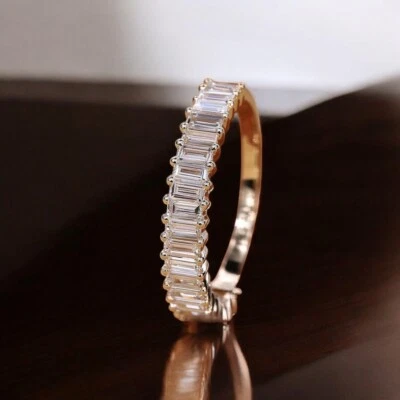 1 Ct Lab Grown Baguette Cut Diamond Engagement Ring 18K White Gold E F VS - Image 1 of 4