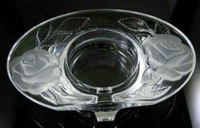 Candelabro rosa esmerilado cristal Francia cuenco baratija plato vintage Foto 1 de 4