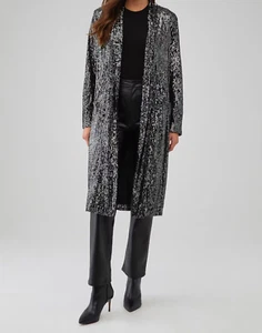 NWT Steve Madden Show Stopper Sequined Duster Open Front Style- Gunmetal - Small - Picture 1 of 7