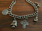 Vintage Amazing Sterling 4 Way Cross, Buddha, Jesus, Fish,Llama Charm Bracelet