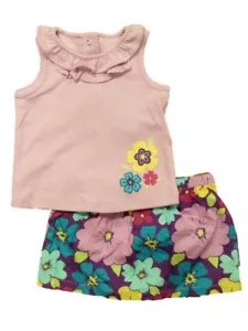 Infant Girls Purple Floral Baby Outfit Hawaiian Flower Shirt & Skirt Set - Picture 1 of 1