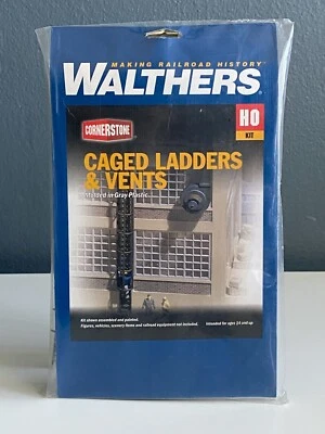 NEW HO Scale Walthers #933-3515 Caged Ladders & Vents Kit Gray Plastic  - Image 1 of 3