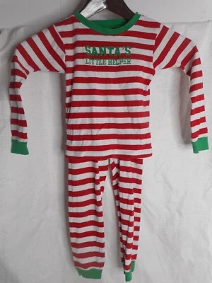 Carters Girls 5T Santa’s Helper Christmas Pajamas Long Sleeve Red White Striped  - Image 1 of 4