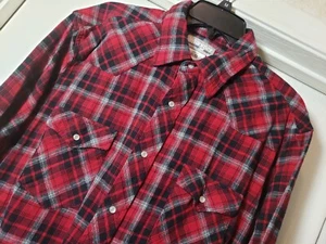 Camisa para hombre Wranger Pearl Snap franela occidental L/S talla XL roja a cuadros Wrancher - Imagen 1 de 4