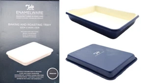 TALA ENAMELWARE ENAMEL BAKING & ROASTING TRAY 33CM x 24CM x 5CM DARK BLUE - Picture 1 of 6