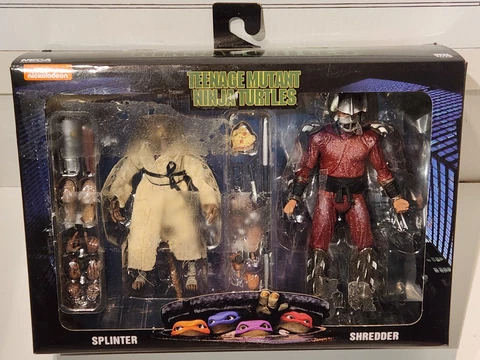 NECA Teenage Mutant Ninja Turtles- 1990 Movie Splinter Shredder Damaged Bx Tmnt Cover