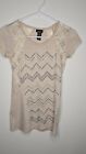 Summer Shirt Womens Rue 21 Ivory Colored Sequined With Lace Shirt (Size Xs)