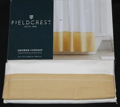 Fieldcrest White Wild Honey Oxford Stitch Fabric Shower Curtain 72x72 nwop #2053 - Image 1 of 4