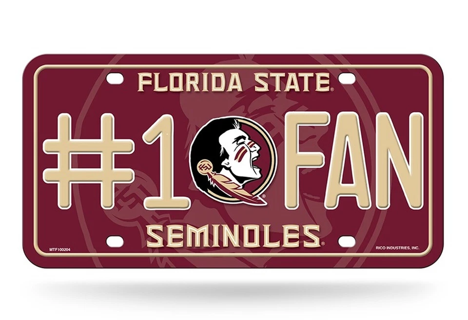 Florida State Seminoles #1 Fan Metal Embossed License Plate  - Image 1 of 1