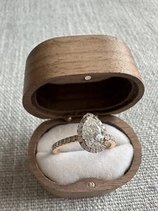 Pear Shaped Rose Gold Natural Diamond Engagement Ring Pear Brilliant 1.20 Carat - Picture 1 of 6