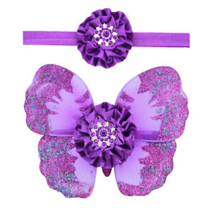 Newborn Photography Props Kids Baby Girl Flower Hairband Headband Butterfly Wing