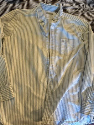 Mens Burberry London Blue Stripped Button Down Dress Shirt L - Image 1 of 4