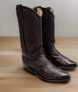 Vtg 80s Abilene Western 11" Mid Boots Women Leather 9071 Sz 8.5M Black Cowgirl  - Picture 1 of 13
