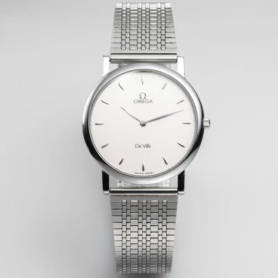 Omega De Ville Men Minimalist Mid Size Quartz Vintage Steel Silver Watch 32 mm - image 1 of 4