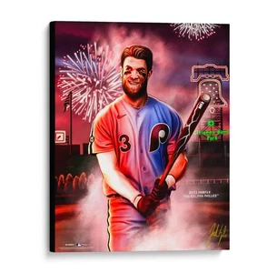 Bryce Harper Phillies Stretched 16" x 20" Canvas Giclee Print - Jordan Spector - Picture 1 of 3