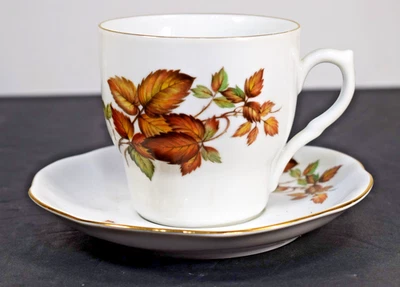 Vintage Jrjs Cluj Porcelain Cup & Saucer Fall Leaves Pattern - Set of 4 - Image 1 of 2