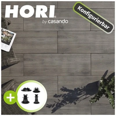 HORI Terrassenplatten Grigio Komplettset Terrassenfliesen Feinsteinzeug Platte - Bild 1 von 4