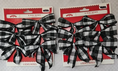 Lot of 12 Black/White Plaid  Mini Bows/ Christmas Tree Decor/ Christmas Present - Image 1 of 4