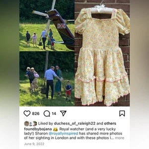 ASO Princess Charlotte Monsoon London Ditsy print shirred dress yellow girl’s 4 - Picture 1 of 7