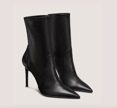 Stuart Weitzman "Stuart Power Bootie 100" Black Leather Bootie Size: 10B - $650 - Image 1 of 4