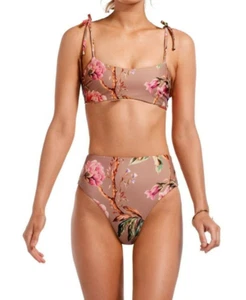 Vitamin A Bella Top & Lupe High Waist Cheeky bottom 8 / M White Ginger Floral - Picture 1 of 24