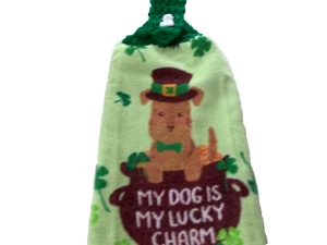 MY DOG IS MY LUCKY CHARM dickes doppellagiges hängendes Küchentuch Häkeltop - Bild 1 von 3