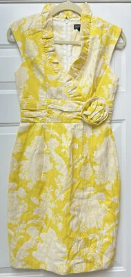 Платье Jessica Howard размер 6 женское желтое с цветочным принтом бант на талии - Изображение 1 из 4