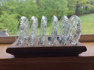 Vintage Anchor Hocking Early American Prescut Coaster Set of 6 Wooden Rack - Picture 1 of 4