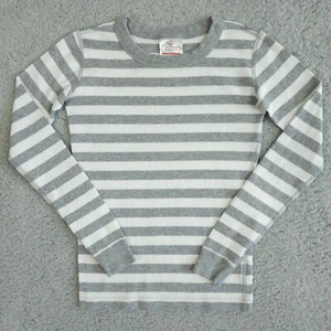 Hanna Andersson Long John Pajama Top Boys 10 140 Gray Striped Long Sleeve Girls - Picture 1 of 9