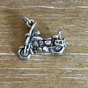 Motorcycle 2 Wheel with Saddlebags Charm Silver Tone with Jump Ring, Collectible - Picture 1 of 3