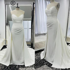 Satin Mermaid Wedding Dress White Ivory Detachable Train Sweetheart Bridal Gowns