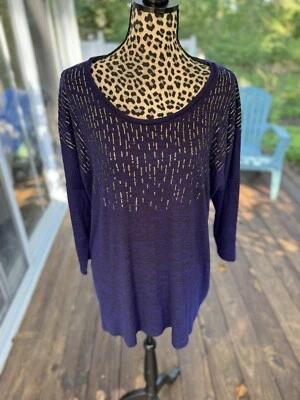 APT.9 Plus Size Blue, Black & Gold Hi~Lo Sweater Tunic Women's Size XL New GP - Image 1 of 4