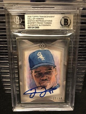 Frank Thomas Signed 2020 Topps Transcendent Silver Sketch Art Auto Card Beckett - Image 1 of 4
