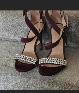 Kurt Geiger Burgundy Diamanté Shoes - Picture 1 of 3