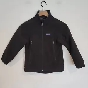 Patagonia Fleece Lined Soft Shell Polyester Jacket Black Small 6/7 - Picture 1 of 9
