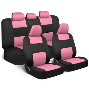Pink Car Seat Covers Front & Rear Bench Full Set for Auto Truck SUV - Picture 1 of 10
