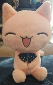 11" Pink Kitty Cat w/Blue Bow - MGF - Sitting Anime Plush Stuffed - No Tag - Picture 1 of 2