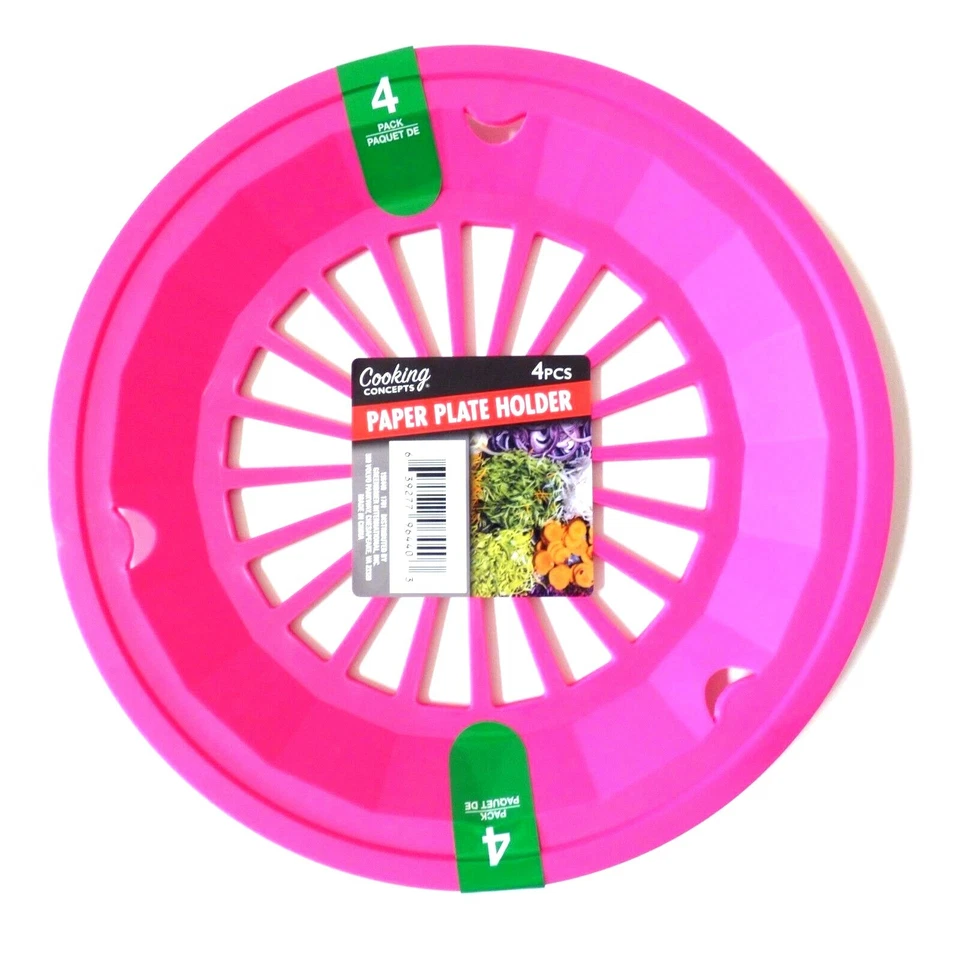 New Colorful Paper Plate Holders(Set of 4)Picnic BBQ Camping Pool Luau~Dark Pink - Image 1 of 1
