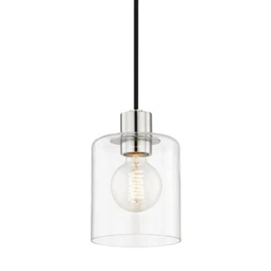 MITZI HUDSON VALLEY LIGHTING Neko 1-Light Polished Nickel Pendant w/ Clear Glass - Picture 1 of 2