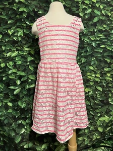 Justice Summer Lace Dress Pink White Sleeveless Girls 8 - Picture 1 of 7