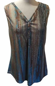 Ladies Multicoloured Geometric Sleeveless Blouse Vest Top U.K. 2XL FREE P&P - Picture 1 of 5