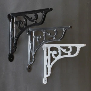 8" ANTIQUE CAST IRON VICTORIAN SHELF CISTERN BRACKET BLACK WHITE PEWTER - BR10 - Picture 1 of 5