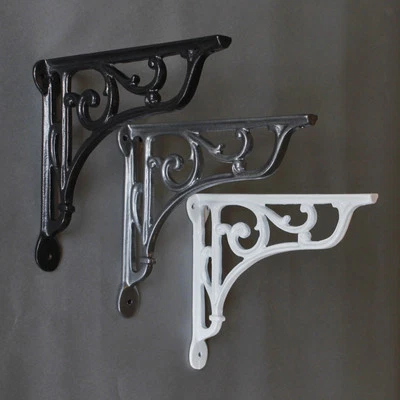 8" ANTIQUE CAST IRON VICTORIAN SHELF CISTERN BRACKET BLACK WHITE PEWTER - BR10 - image 1 of 4